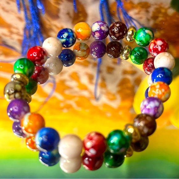 Chakra Yoga Stone Beaded Bracelet - Picture 3 of 9